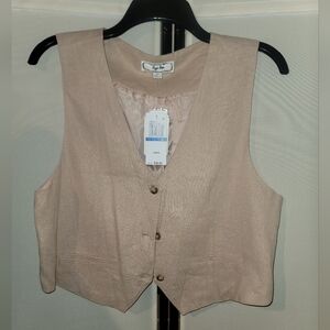 Hippie Rose Beige Button-Up Vest Size XL